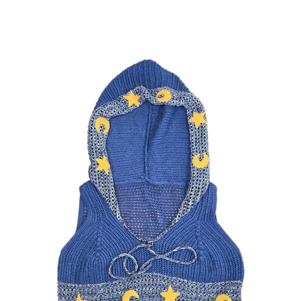 ROMWE Plus Size Hippie Bohemian Sun & Moon Pattern Hooded Knit Sweater